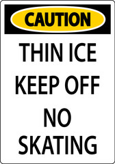 Thin Ice Sign Caution - Thin Ice Keep Off No Skating