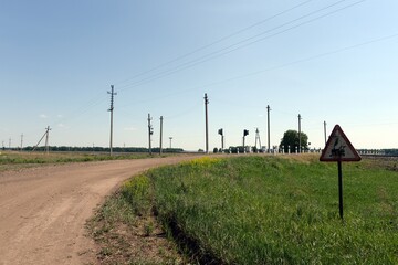 Unguarded railway crossing on the West Siberian Railway