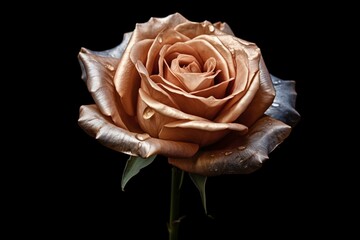 Subtle charm: polished rose against dark backdrop. Generative AI