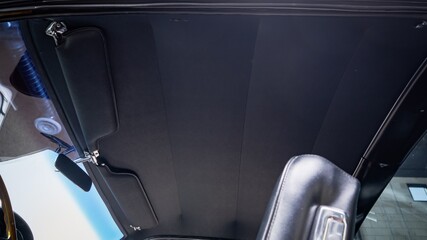 Black headliner inside of a car