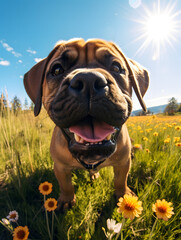 Mastiff - Happy Dogs in a Meadow on a Sunny Day
