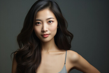 Naklejka premium Portrait of beautiful young asian businesswoman in eyeglasses.