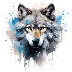 illustration of a wolf, colored
