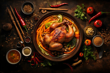 Fototapeta na wymiar Generative AI illustration of Homemade lacquered roast duck