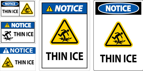 Fototapeta premium Water Safety Sign Danger - Thin Ice