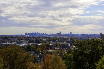 Fototapeta na wymiar Boston Skyline from Malden