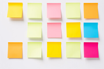 Vivid paper office decals detached against a neutral backdrop.