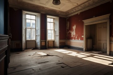 Relocating to a vacant flat in a historic edifice. Generative AI