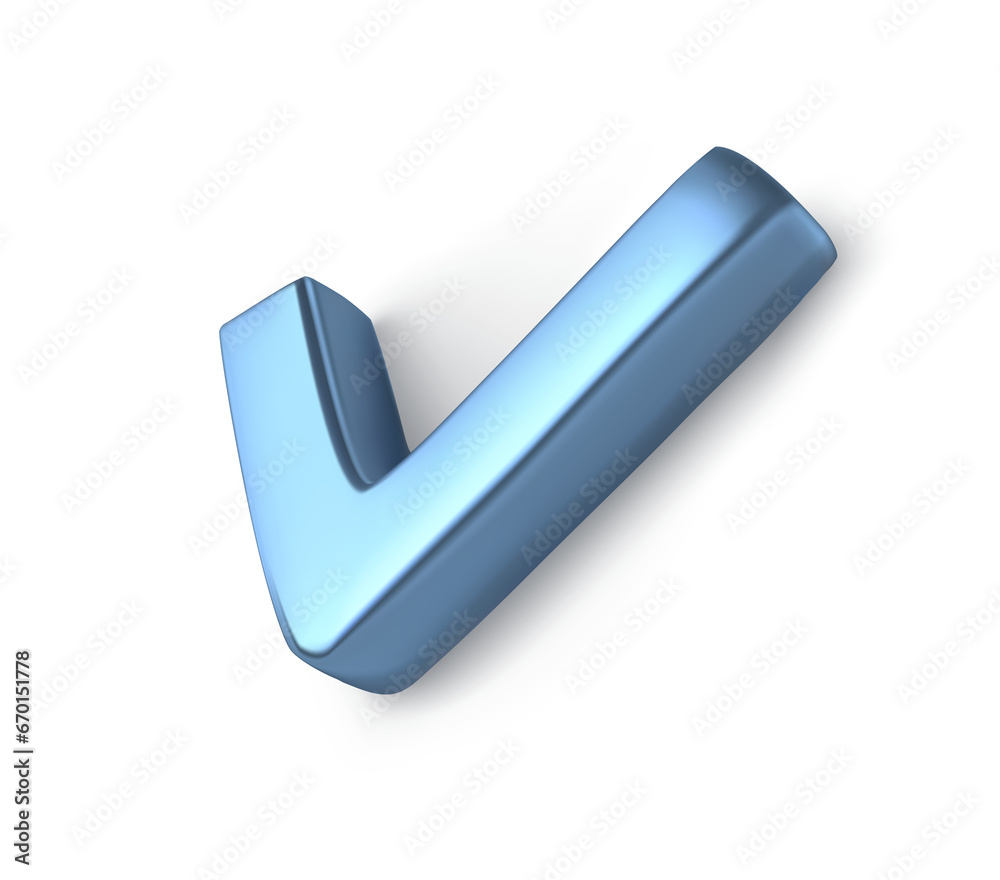 Fototapete checkbox icon. blue metallic check option for poll or text graphic symbol. ok mark design element. r