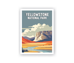 Naklejka na ściany i meble Yellowstone National Parks Illustration Art.