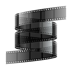 Online cinema video film tape, Isolated. Retro movie film-reel ribbon with frames for cinematography. PNG Illustration.