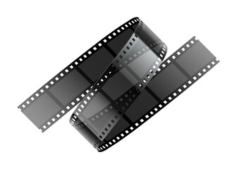Online cinema video film tape, Isolated. Retro movie film-reel ribbon with frames for cinematography. PNG Illustration. - obrazy, fototapety, plakaty