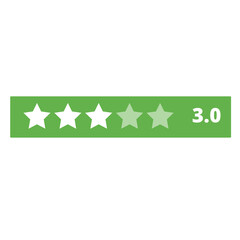 3.0 Rating Star on a Transparent Background