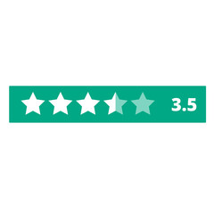 3.5 Rating Star on a Transparent Background
