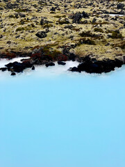 Blue water in the geothermal area in Blue Lagoon 