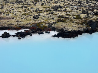 Blue water in the geothermal area in Blue Lagoon 