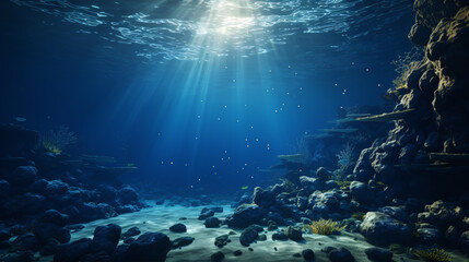 Glimpse into the abyssal depths via a 3D rendered illustration. - obrazy, fototapety, plakaty