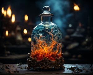 Mystical potion in ornate jar - obrazy, fototapety, plakaty