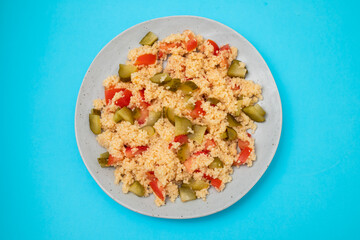 Delicious homemade vegetarian couscous with tomatoes