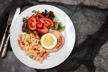Delicious homemade vegetarian couscous with tomatoes
