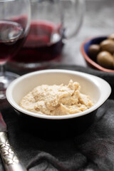 Hummus. Large bowl of homemade hummus , middle east food