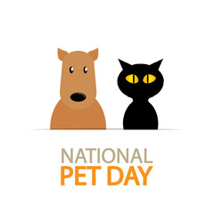 Pets day national cat and dog, vector art illustration.