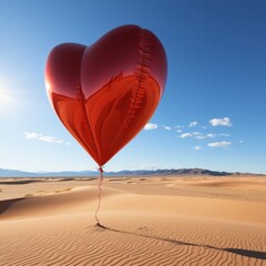  Heart balloon on sandy desert ground