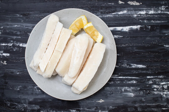 Fresh frozen squid on plate