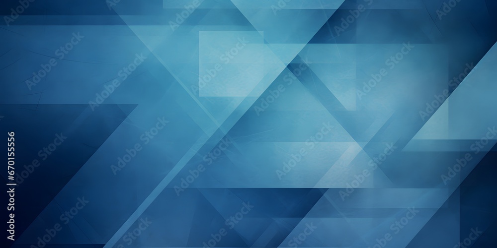 Poster modern abstract blue background design with layers of textured white transparent material in triangl