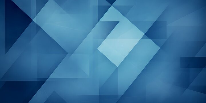 modern abstract blue background design with layers of textured white transparent material in triangle diamond and squares shapes in random geometric pattern.
