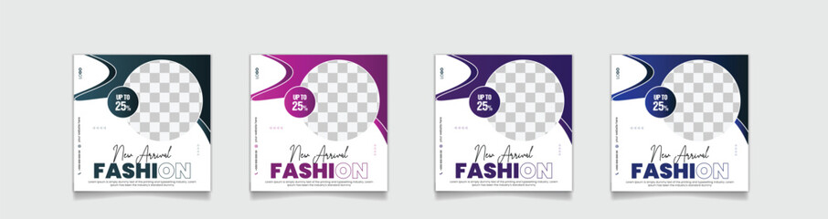 Fototapeta premium Bundle of editable Modern Social Media Post Feed Banner Templates for Sale and Discount Promotions