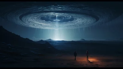 Rolgordijnen A massive, ancient alien artifact buried beneath the surface of a desolate alien world, © Anmol