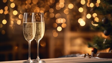 Champagne Glasses Sparkling with Christmas Cheer