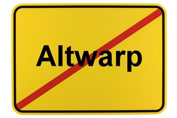 Illustration eines Ortsschildes der Gemeinde Altwarp in Mecklenburg-Vorpommern