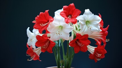 Amaryllis on Display: Beautifully Arranged for a Baked Holiday Background with Blooming Blossoms, Berry Accents, and Botanical Flourishes