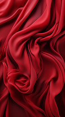 Obraz premium Passionate silk fabric background. Red chiffon flows in waves and folds, vertical format