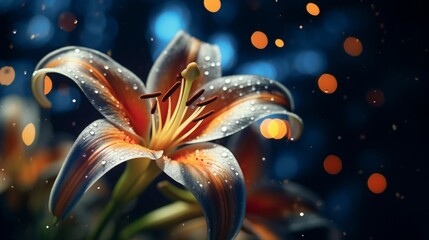 A mesmerizing close-up of a Starry Night Lily in full ultra HD, high resolution 8K.