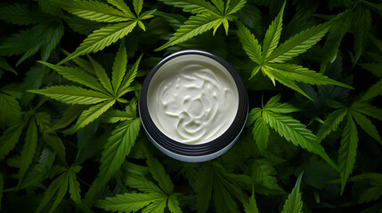 Luxurious Cannabis Face Cream in a Jar - obrazy, fototapety, plakaty