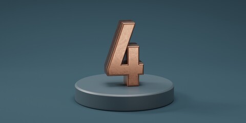 3D render 4 number gold style for discount