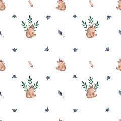 boho bear seamless watercolor pattern. cute pattern for baby textile scrapbooking vinyl wallpaper wrapping paper