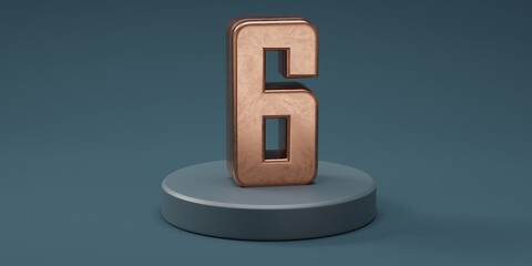 3D render 6 number gold style for discount