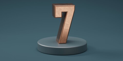 3D render 7 number gold style for discount