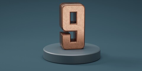 3D render 9 number gold style for discount
