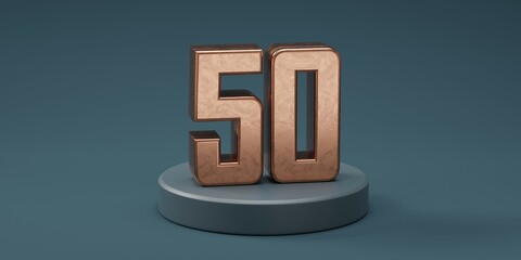 3D render 50 number gold style for discount