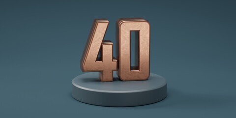3D render 40 number gold style for discount