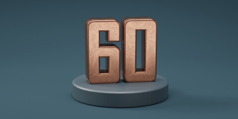 3D render 60 number gold style for discount