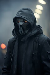 Futuristic ninja in a mask