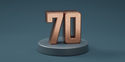 3D render 70 number gold style for discount
