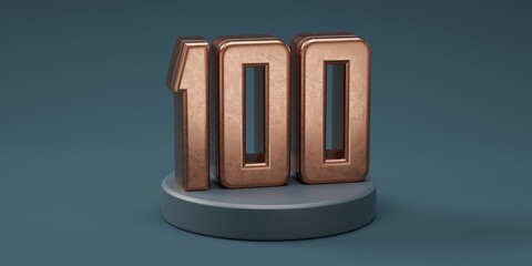 3D render 100 number gold style for discount
