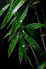A close up of a plant with water droplets on it after rain. Generative AI